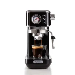 Ariete 1381 /12 Coffee machine with pressure gauge, compatible with ground coffee and ESE pods, 1300 W, 1.1 L capacity, 15 bar pressure, ½ cup filter, Cappuccino device, Black