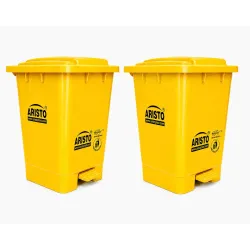 ARISTO Plastic Pedal Garbage Waste Dustbin 45 LTR YELLOW/YELLOW Pack of 2