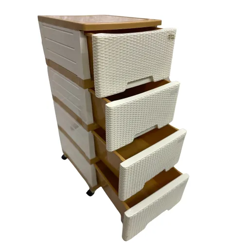 Image of ARISTO Multipurpose 4 Plastic Drawers Modular Chest Storage Organizer (Off Ivory, XL, 4 Drawer)