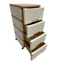 ARISTO Multipurpose 4 Plastic Drawers Modular Chest Storage Organizer (Off Ivory, XL, 4 Drawer)