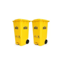 ARISTO Plastic Wheel Pedal Garbage Waste Dustbin 65 LTR YELLOW/YELLOW Pack of 2