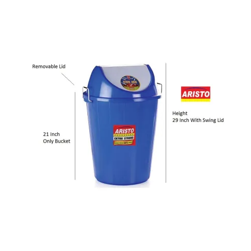 Image of ARISTO Plastic 60L Dustbin with Swing Lid, Blue
