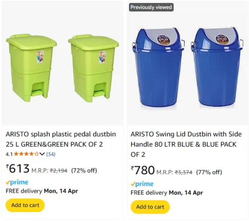 Image of ARISTO Plastic Dustbin @Minimum 70% Off