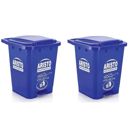 Image of ARISTO Plastic Step-On Pedal Garbage Waste Dustbins 45 Ltr (Blue,Blue) Combo