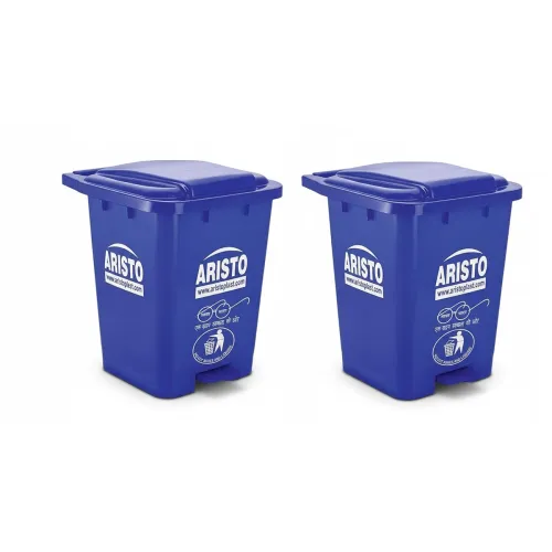 Image of ARISTO Plastic Step-On Pedal Garbage Waste Dustbins 45 Ltr [Blue & Blue] Combo