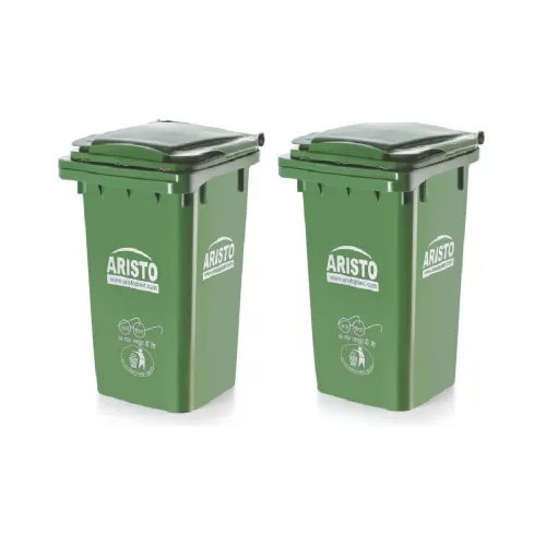 Image of Aristo Plastic Manual-Lift Garbage Waste Dustbin with Out Wheel 90 LTR (Green & Green) COMBO