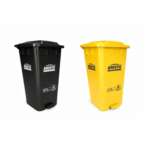 Image of ARISTO Plastic Pedal Garbage Waste Dustbin 70 LTR BLACK/YELLOW