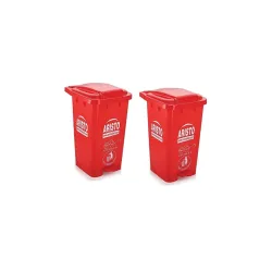 Aristo Plastic Pedal Garbage Waste Dustbin 70 LTR RED & RED