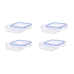 Aristo Lock & Fresh 201 Plastic Storage Container For Storing snacks, multipurpose use Set of 4-770 ML, Transparent Clear, medium (LOCK&FRESH201) (15.5x 15.5 x 6cm)