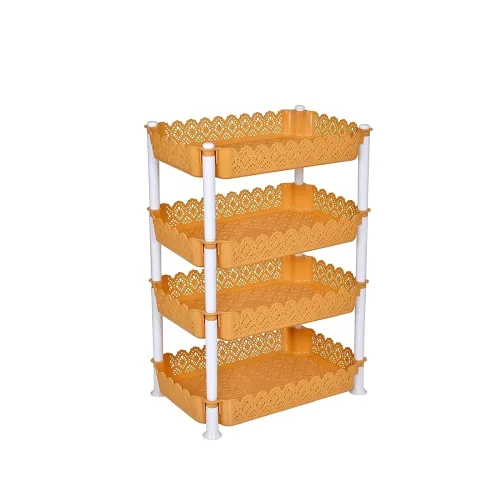 Image of ARISTO Plastic Tabletop Tiered Shelf Storage Rack 4 Shelfs, Brown (1 Piece), Medium (VR10931)