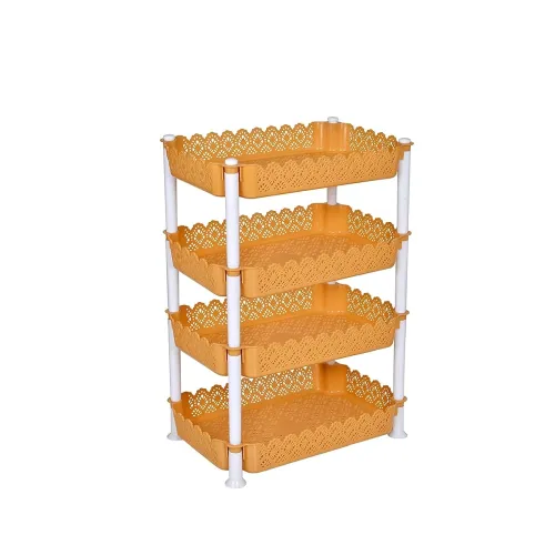Image of ARISTO Plastic Tabletop Tiered Shelf Storage Rack 4 Shelfs, Brown (1 Piece)