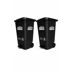 ARISTO Plastic Wheel Pedal Garbage 65L Pacl of 2
