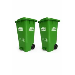 ARISTO Plastic Wheel Pedal Garbage Waste Dustbin 65 LTR GREEN & GREEN (COMBO)