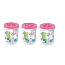 Aristo Store Queen333 Plastic Storage Container- 800 Ml (3 Pcs Set, 11.1(D) X 12.8 Cm) - Multicolor