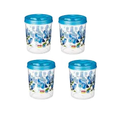 ARISTO Store Queen444 Plastic Storage Container Set of 4-1400 Ml, (12.6(D) X 15.2) Cm, multicolour