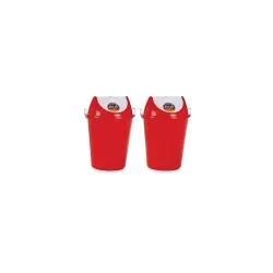 ARISTO Swing Lid Dustbin with Metal Side Handle 60 ltr RED/RED PACK OF 2