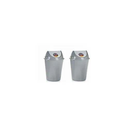 Image of ARISTO Swing Lid Dustbin with Metal Side Handle 60 LTR Grey//Grey (COMBO)