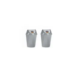 ARISTO Swing Lid Dustbin with Metal Side Handle 60 LTR Grey//Grey (COMBO)