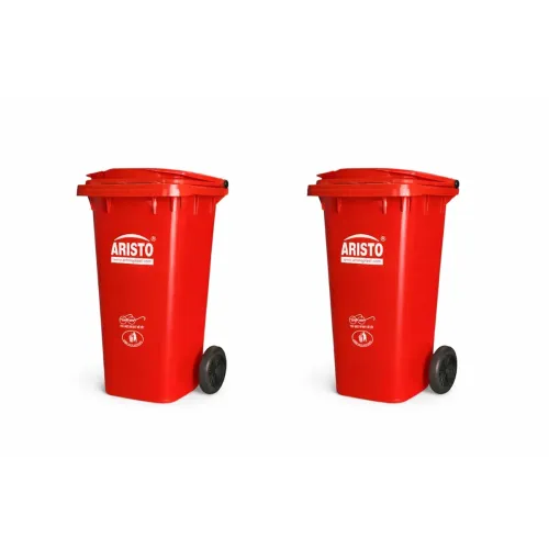 Image of ARISTO Wheel Garbage Waste Dustbin 120 LTR (Red) Pack of 2