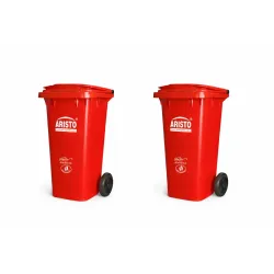 ARISTO Wheel Garbage Waste Dustbin 120 LTR (Red) Pack of 2