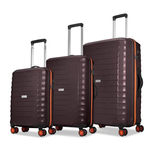 Image of Aristocrat Altitude Set of 3 (Cabin+Medium+Large) Trolley Bags, Brown