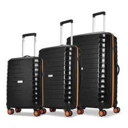 Aristocrat Altitude Set of 3 (Cabin+Medium+Large) Trolley Bags, Black