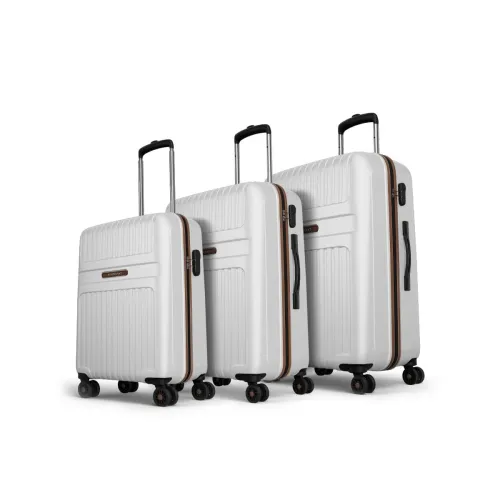 Image of Aristocrat Atlas Set of 3 (Cabin+Medium+Large) Hard Case Trolley Bags, White