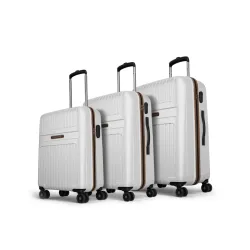 Aristocrat Atlas Set of 3 (Cabin+Medium+Large) Hard Case Trolley Bags, White