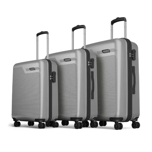 Image of Aristocrat Axis Hard Luggage Trolley Bag Set of 3, 56cm, 66cm & 76cm, Silver