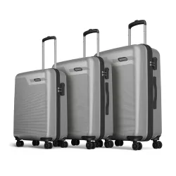 Aristocrat Axis Hard Luggage Trolley Bag Set of 3, 56cm, 66cm & 76cm, Silver