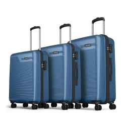 Aristocrat Axis Set of 3 Trolley Bag 56, 66 & 76cm | Small+Medium+Large | Hard Luggage | Smooth 8-Wheel Suitcase | Combination Lock with Sturdy Zipper | 3-Year International Warranty (Dark T...