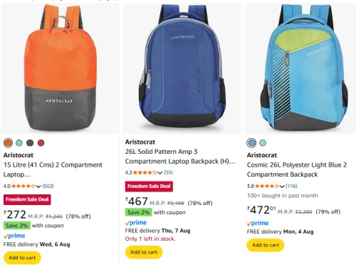 Image of Aristocrat Backpack Starting @ ₹272