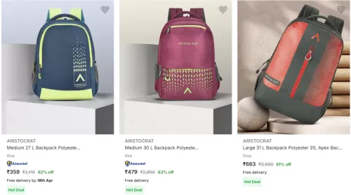 Image of ARISTOCRAT Backpack Starting @₹359 