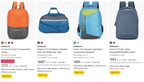 Image of Aristocrat Backpacks Minimum 70% off 