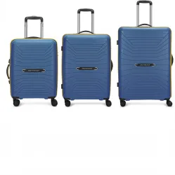 ARISTOCRAT Hard Body Set of 3 Luggage 8 Wheels - Carnival Pro Set of 3 (Small 55cm Medium 65cm Large 75cm) Suitcase - Bl
