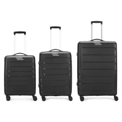 Aristocrat Polypropylene Chroma 3 Pc Set Cabin 55 Cm(Small), 66 Cm(Medium), 75 Cm(Large) 8 Wheels Spinner Hard Case Trol