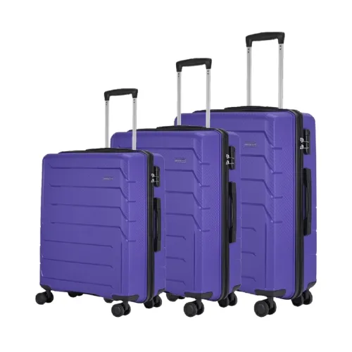 Image of Aristocrat Chrome Polycarbonate Hardsided 8 Wheel Trolley Set