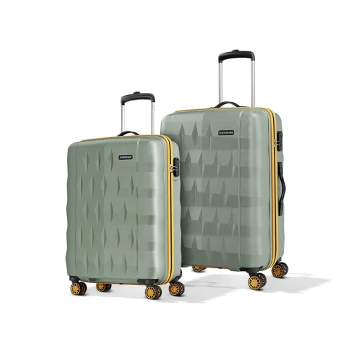 Image of Aristocrat Comet Set of 2 (Cabin+Medium) Hard Case Trolley Bags, Green