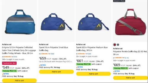 Image of Aristocrat Duffel Bag Upto 84% Discount