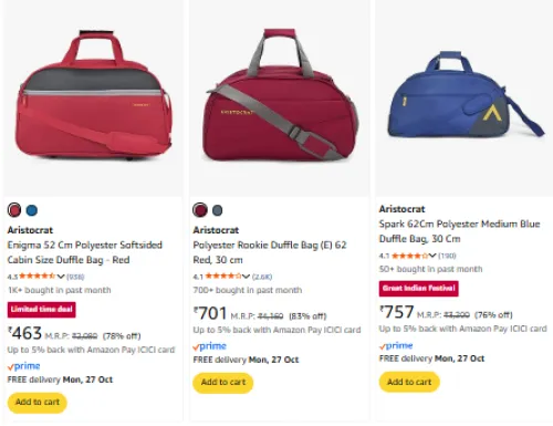 Image of Aristocrat Duffle Bag Starting @ ₹463
