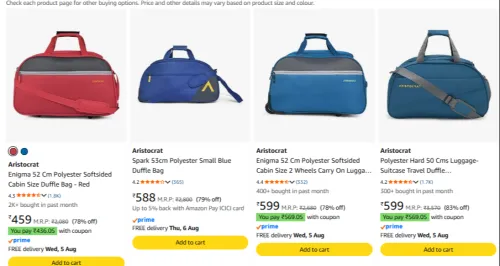 Image of Aristocrat Enigma 52 cm Duffle Bag Upto 85% OFF