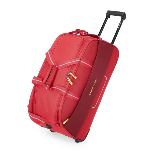 Image of Aristocrat Polyester Solid Pattern Fitch Dft 62 Softshell Inlineskatewheel Suitcase /Trolley Bag (Red, Medium), H-30 Cen