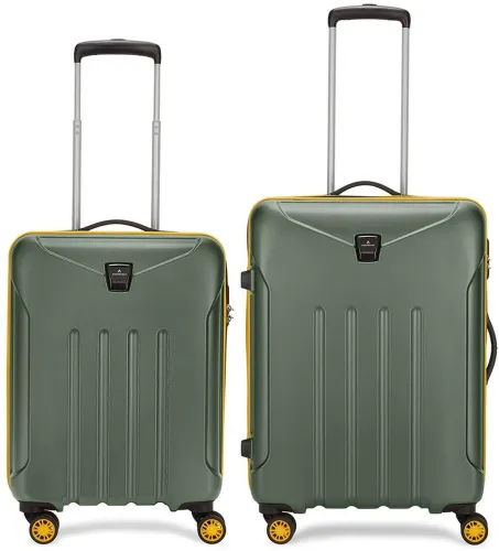 Image of ARISTOCRAT Hard Body Set of 2 Luggage 8 Wheels - Falcon Pro 2 (Small 55cm Medium 65cm) Suitcase - Green