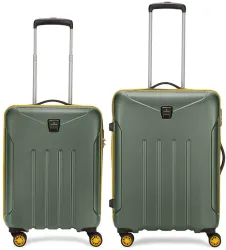 ARISTOCRAT Hard Body Set of 2 Luggage 8 Wheels - Falcon Pro 2 (Small 55cm Medium 65cm) Suitcase - Green
