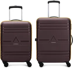 ARISTOCRAT  Hard Body Set of 2 Luggage 4 Wheels - Airstop Pro 2 (Small 55cm Medium 65cm) Suitcase - Brown
