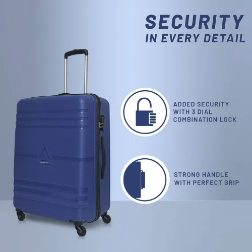 Image of ARISTOCRAT Large Check-in Suitcase (75 cm) 4 Wheels - Airstop 73 - Hardbody Trolley Bag - Blue, Silver