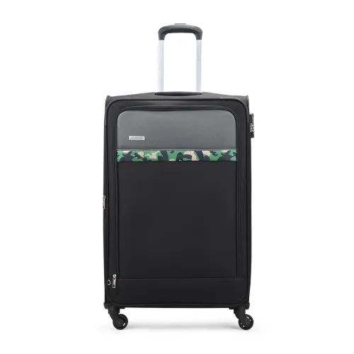 Image of Aristocrat Large Commander 79Cms Premium Polyester with PVC Coating Soft Sided Check-in 4 Wheels Black Spinner Suitcase