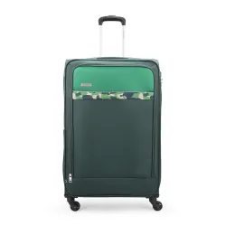 Aristocrat Large Commander 79Cms Premium Polyester with PVC Coating Soft Sided Check-in 4 Wheels Green Spinner Suitcase