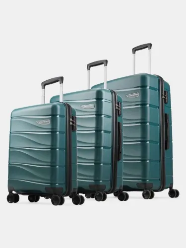 Image of ARISTOCRAT Hard Body Set of 3 Luggage 8 Wheels - Olympus 3 (Small 55cm | Medium 66cm | Large 77cm) - Trolley Bag - Blue