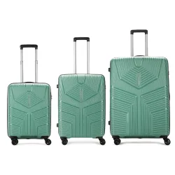 Aristocrat Prime 55, 66 & 75 Cm Polycarbonate Hard-Sided 4 Wheels Spinner Luggage Set of 3 Trolley Bags for Travel with Combination Lock (Green) 3 Years Warranty